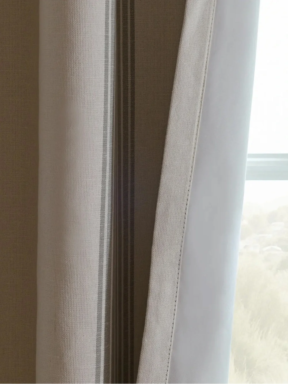 QUINCE Set 2 48x96 Coastal Stripe Sage Linen Cotton True Blackout Curtains 9225